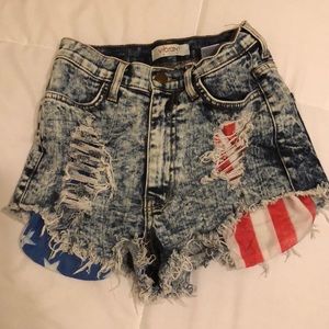 High waisted American flag shorts